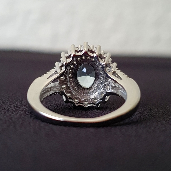 Charm Silver Designer Blue/White Diamond Ring - Picture 7 of 9